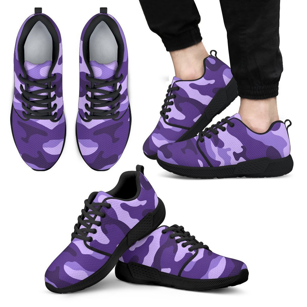 Purple Camouflage Print Men's Athletic Shoes