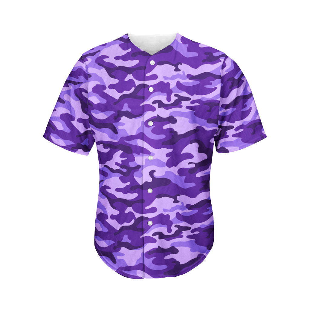 Purple Camouflage Print Men's Baseball Jersey