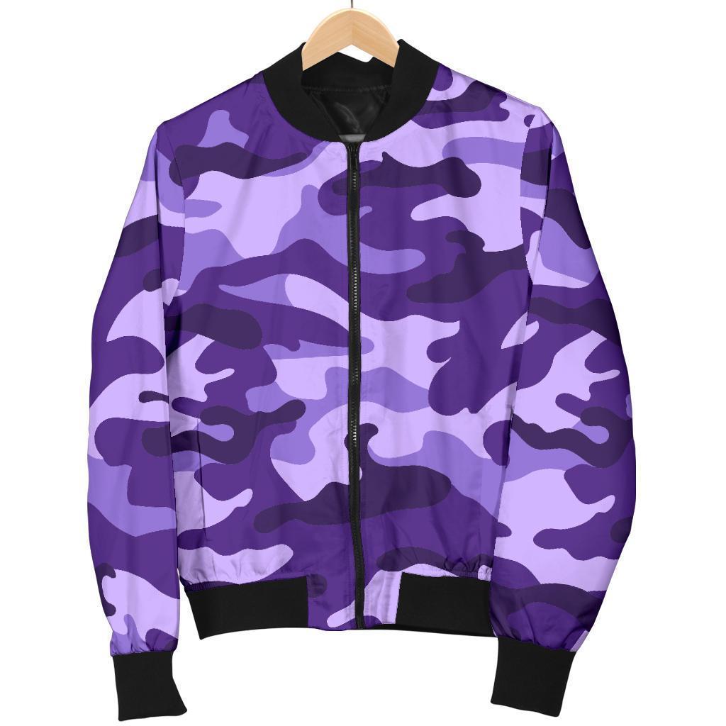 Purple Camouflage Print Men's Bomber Jacket