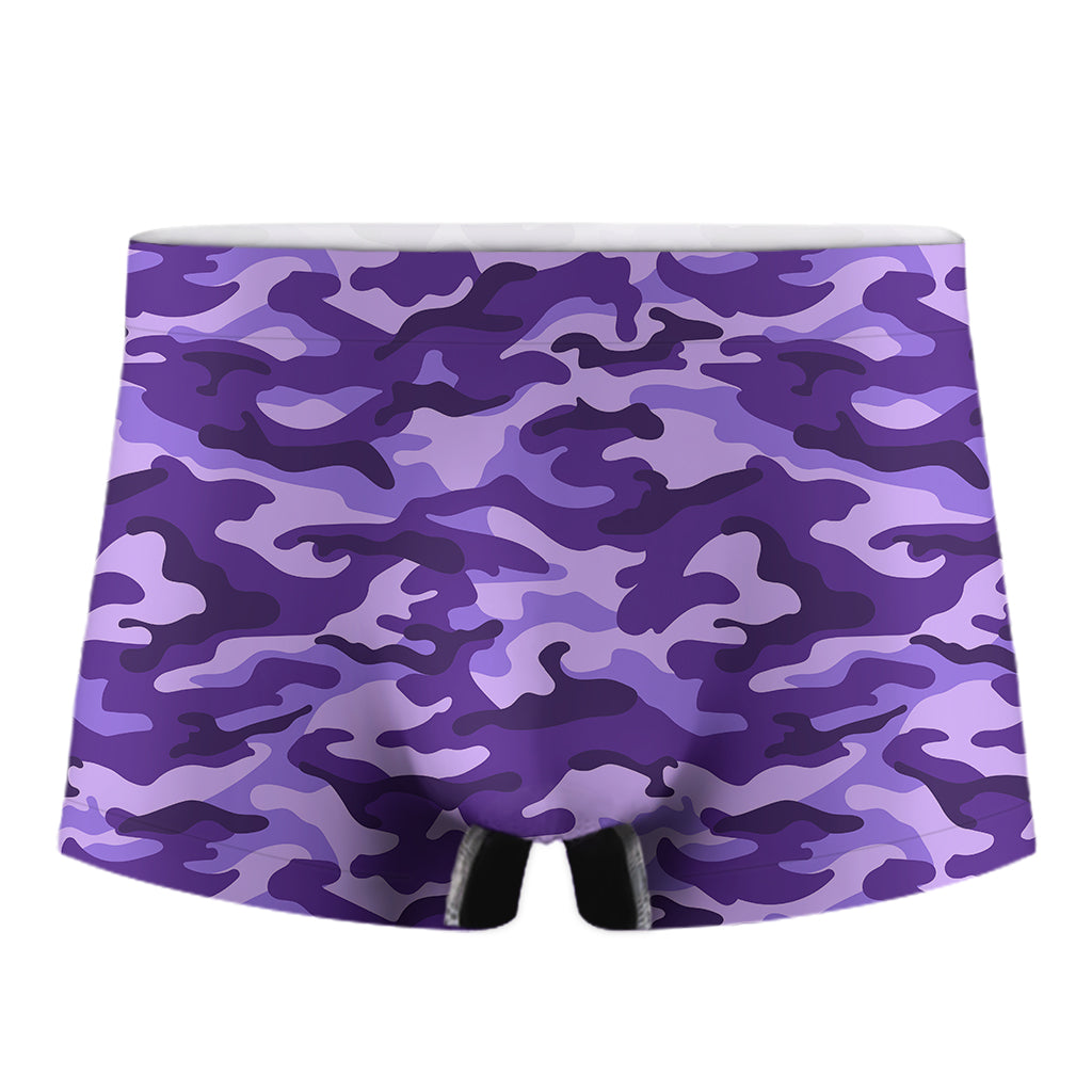 Purple Camouflage Print Men's Boxer Briefs