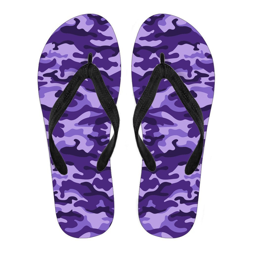 Purple Camouflage Print Men's Flip Flops