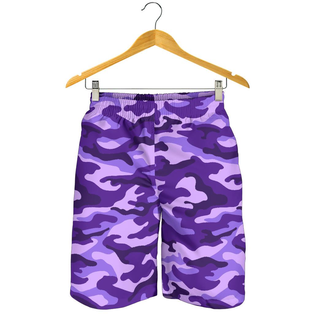 Purple Camouflage Print Men's Shorts