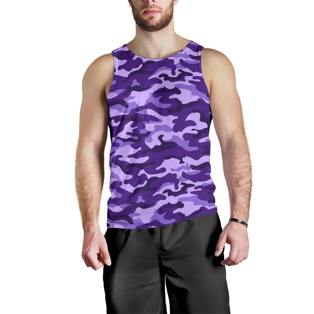 Purple Camouflage Print Men's Tank Top