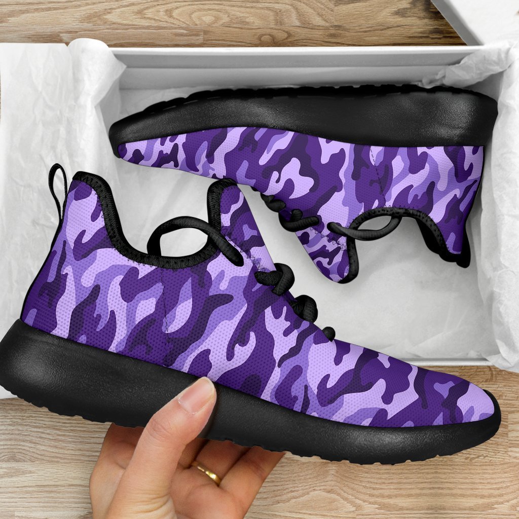 Purple Camouflage Print Mesh Knit Shoes