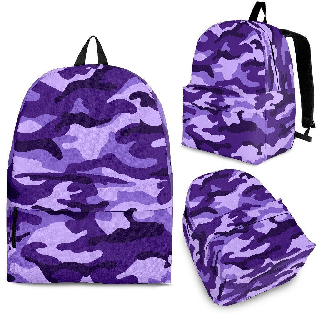 Purple Camouflage Print School Backpack