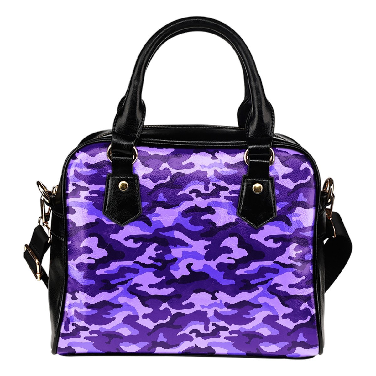 Purple Camouflage Print Shoulder Handbag