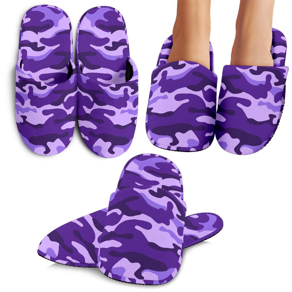 Purple Camouflage Print Slippers