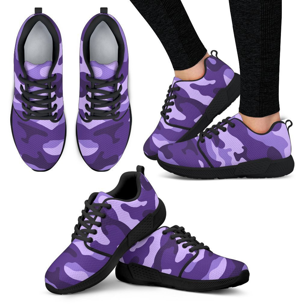 Purple Camouflage Print Women's Athletic Shoes