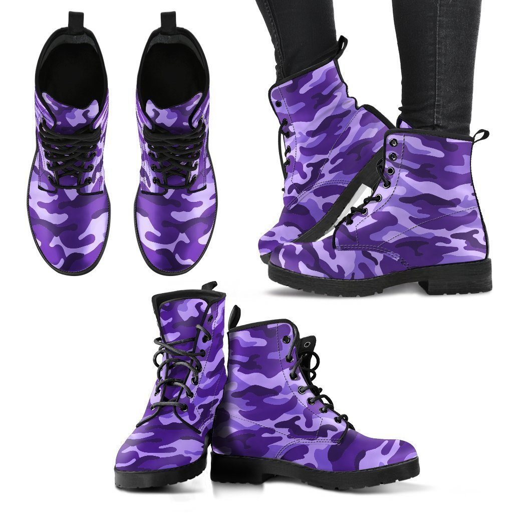 Purple Camouflage Print Women's Boots