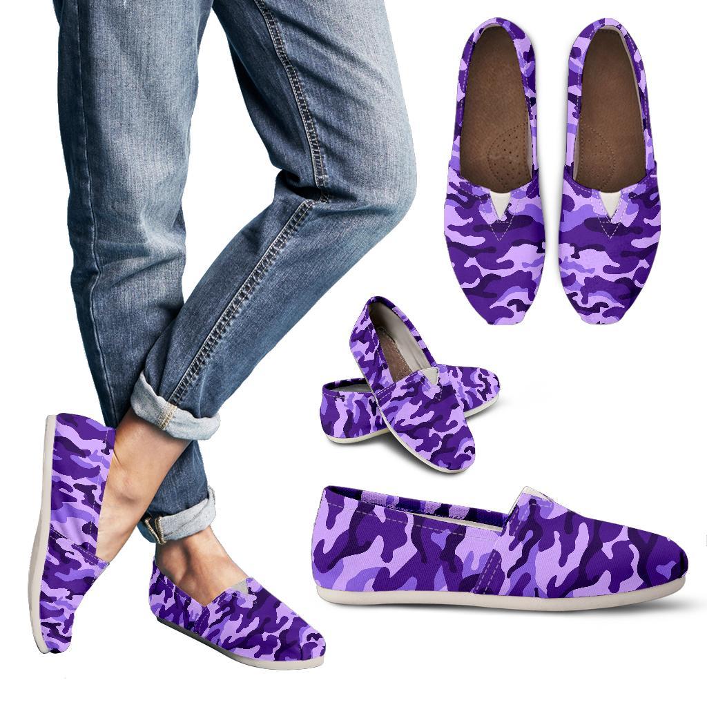 Purple Camouflage Print Women's Casual Canvas Shoes