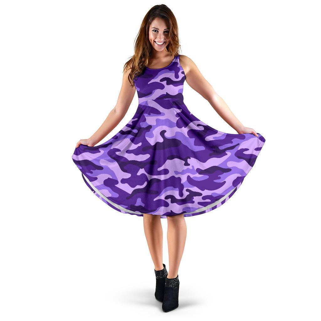 Purple Camouflage Print Women's Dress