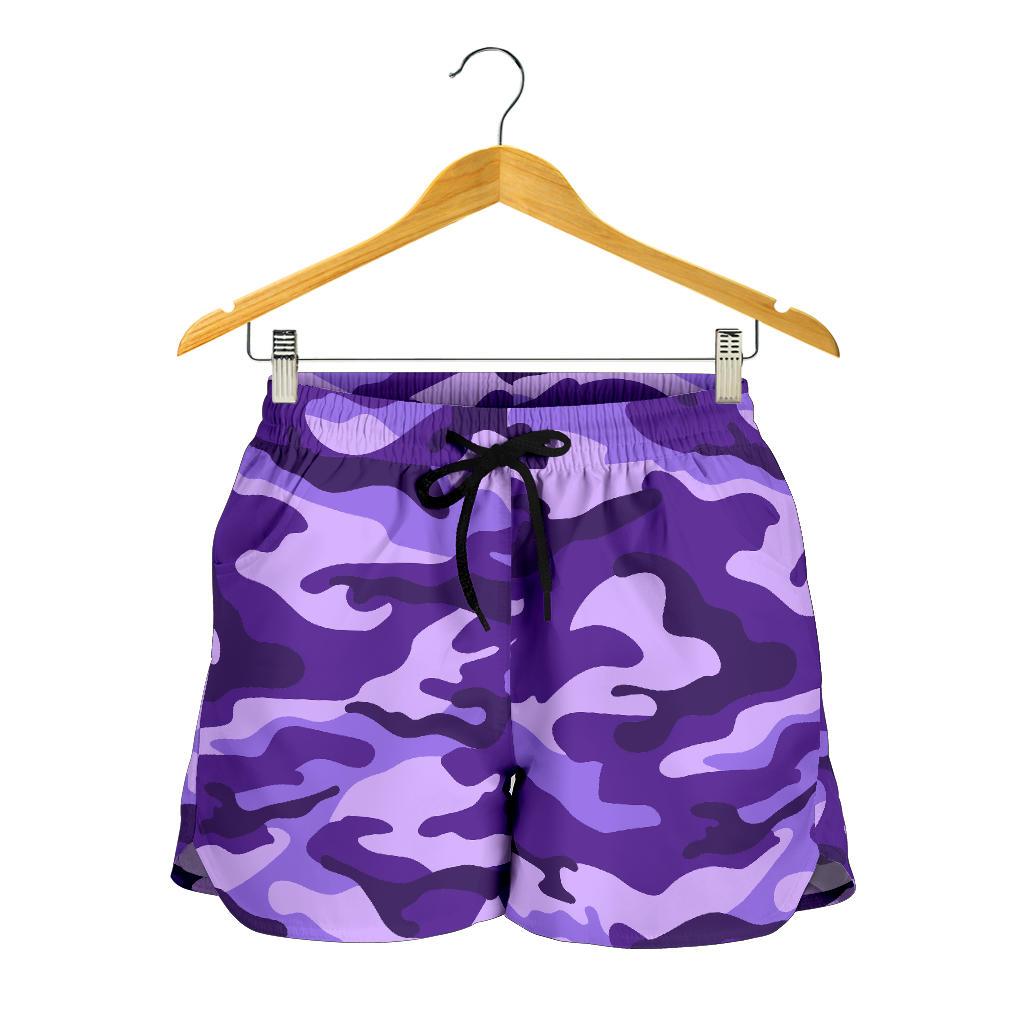 Purple Camouflage Print Women's Shorts