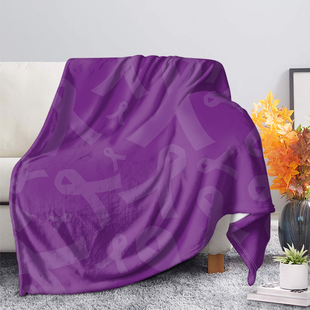 Purple Cancer Awareness Ribbon Print Blanket