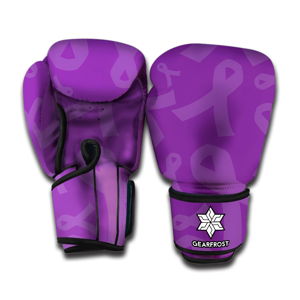 Purple Cancer Awareness Ribbon Print Boxing Gloves