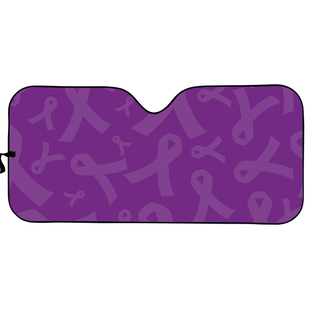 Purple Cancer Awareness Ribbon Print Car Sun Shade