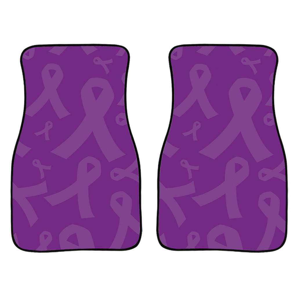 Purple Cancer Awareness Ribbon Print Front Car Floor Mats