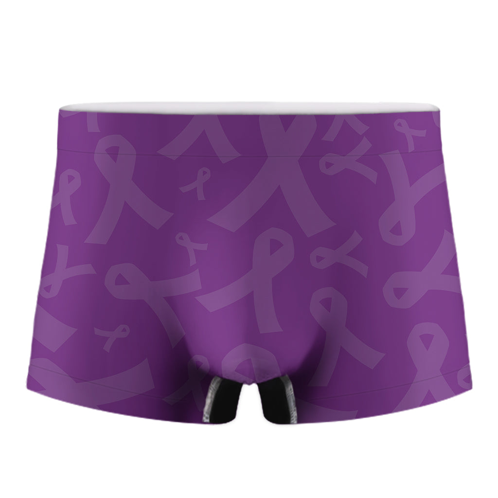 Purple Cancer Awareness Ribbon Print Men's Boxer Briefs