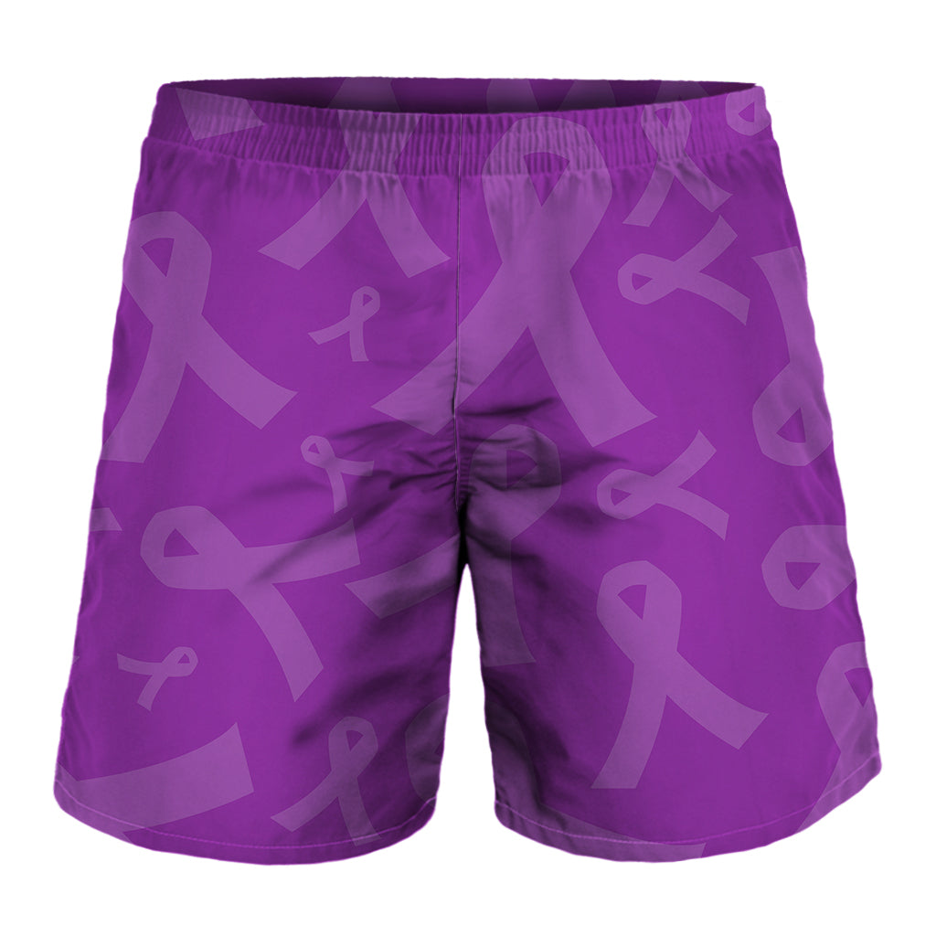 Purple Cancer Awareness Ribbon Print Men's Shorts