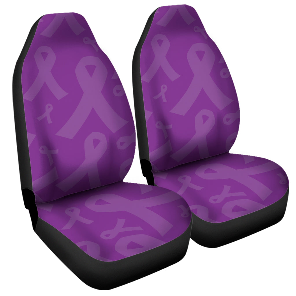 Purple Cancer Awareness Ribbon Print Universal Fit Car Seat Covers