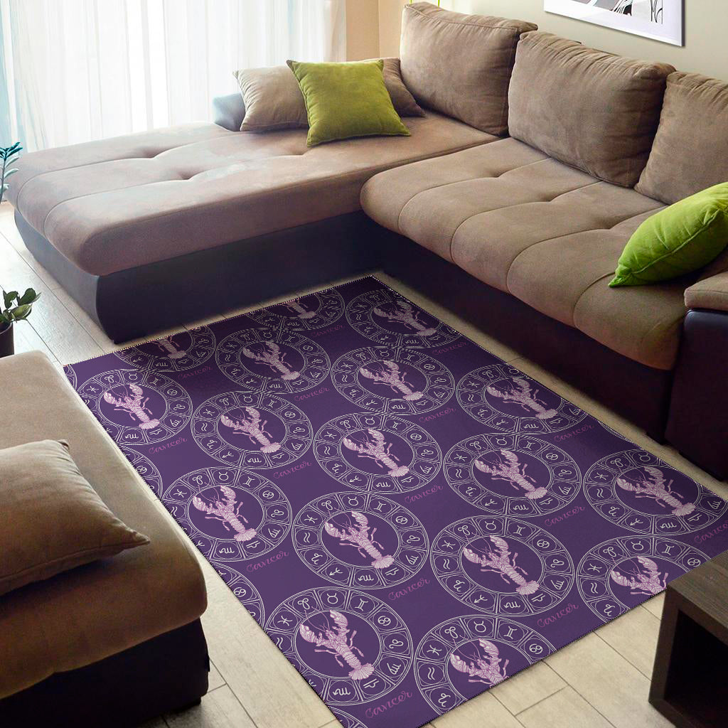 Purple Cancer Zodiac Pattern Print Area Rug