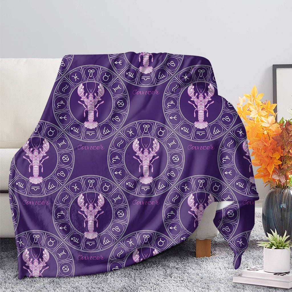 Purple Cancer Zodiac Pattern Print Blanket