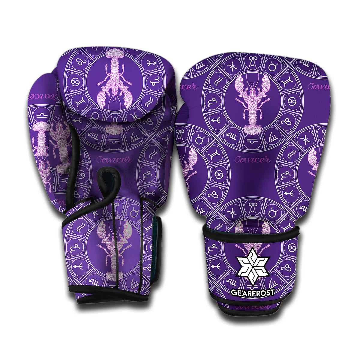 Purple Cancer Zodiac Pattern Print Boxing Gloves