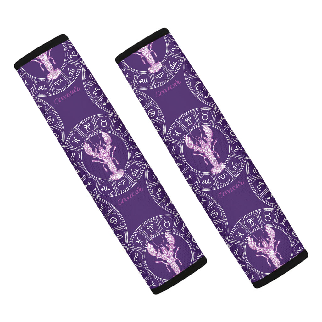 Purple Cancer Zodiac Pattern Print Car Seat Belt Covers