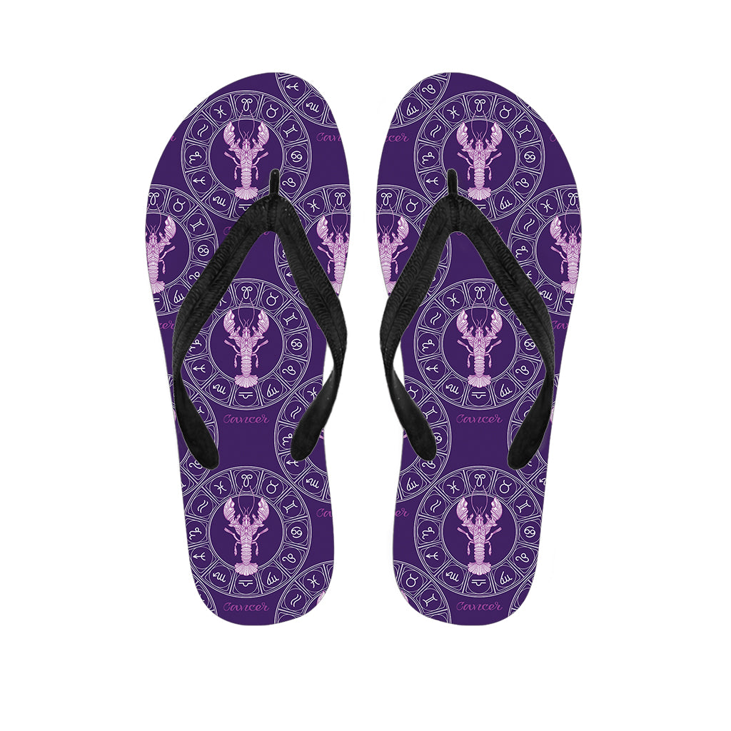 Purple Cancer Zodiac Pattern Print Flip Flops