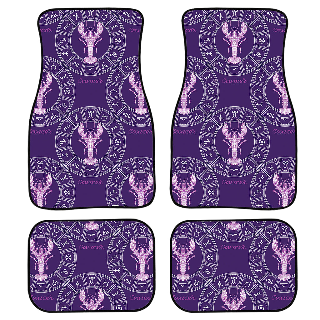 Purple Cancer Zodiac Pattern Print Front and Back Car Floor Mats