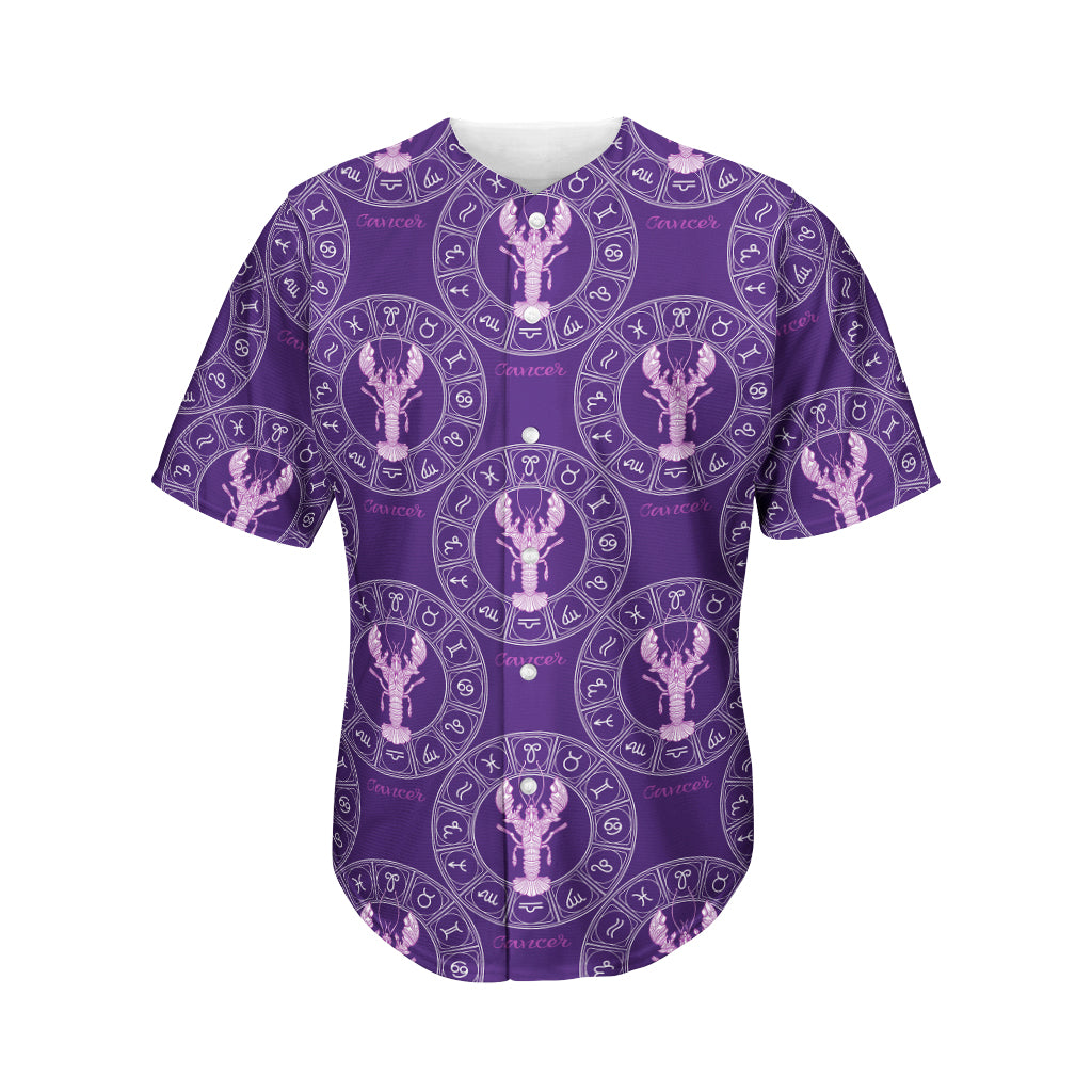 Purple Cancer Zodiac Pattern Print Men's Baseball Jersey