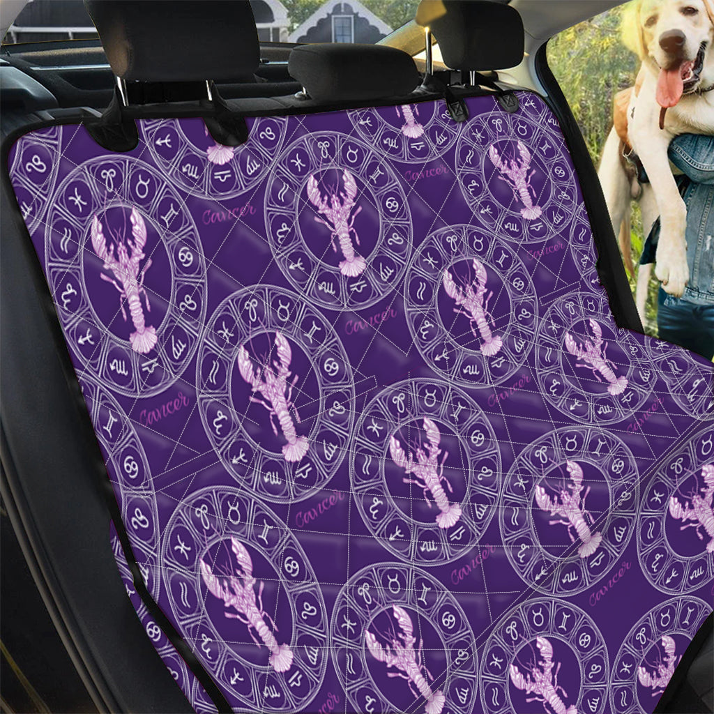 Purple Cancer Zodiac Pattern Print Pet Car Back Seat Cover