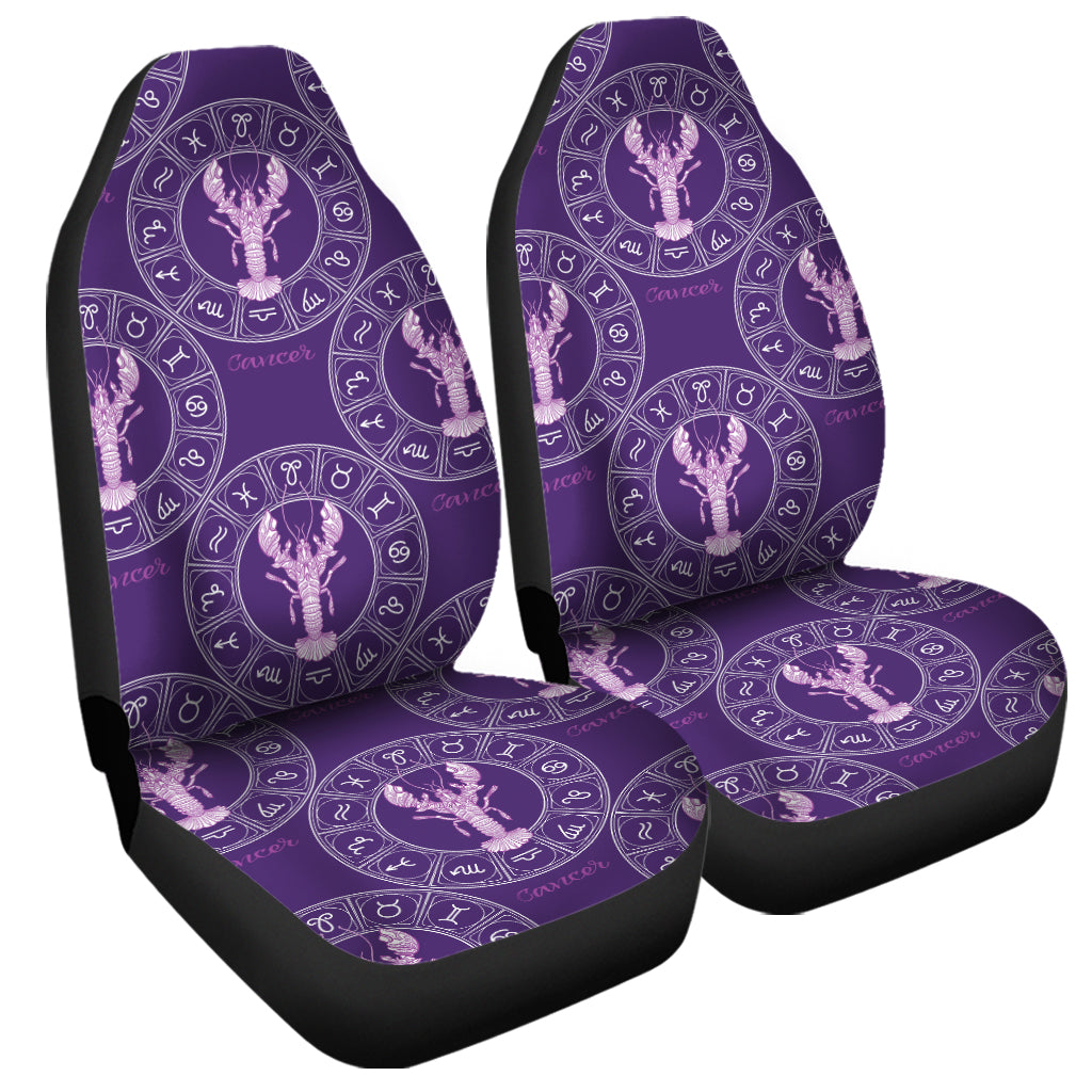 Purple Cancer Zodiac Pattern Print Universal Fit Car Seat Covers