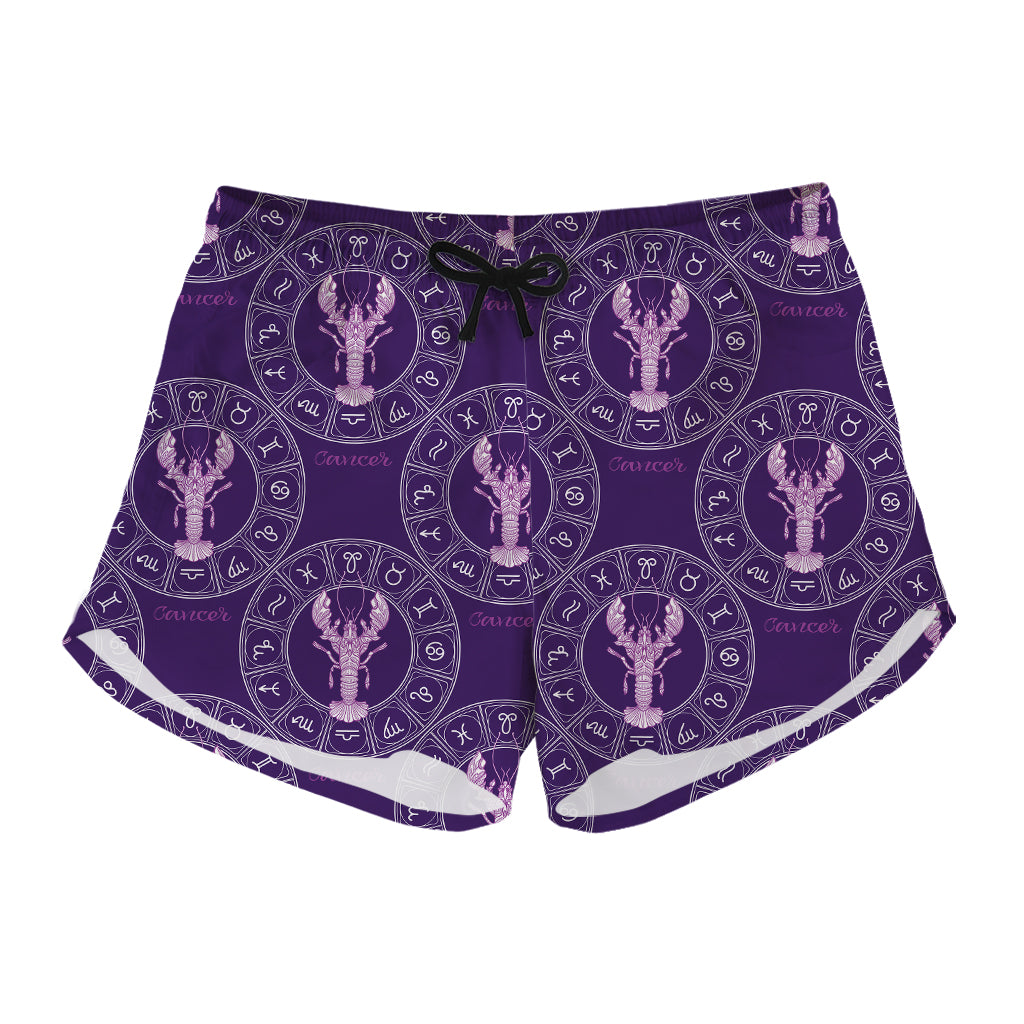 Purple Cancer Zodiac Pattern Print Women's Shorts