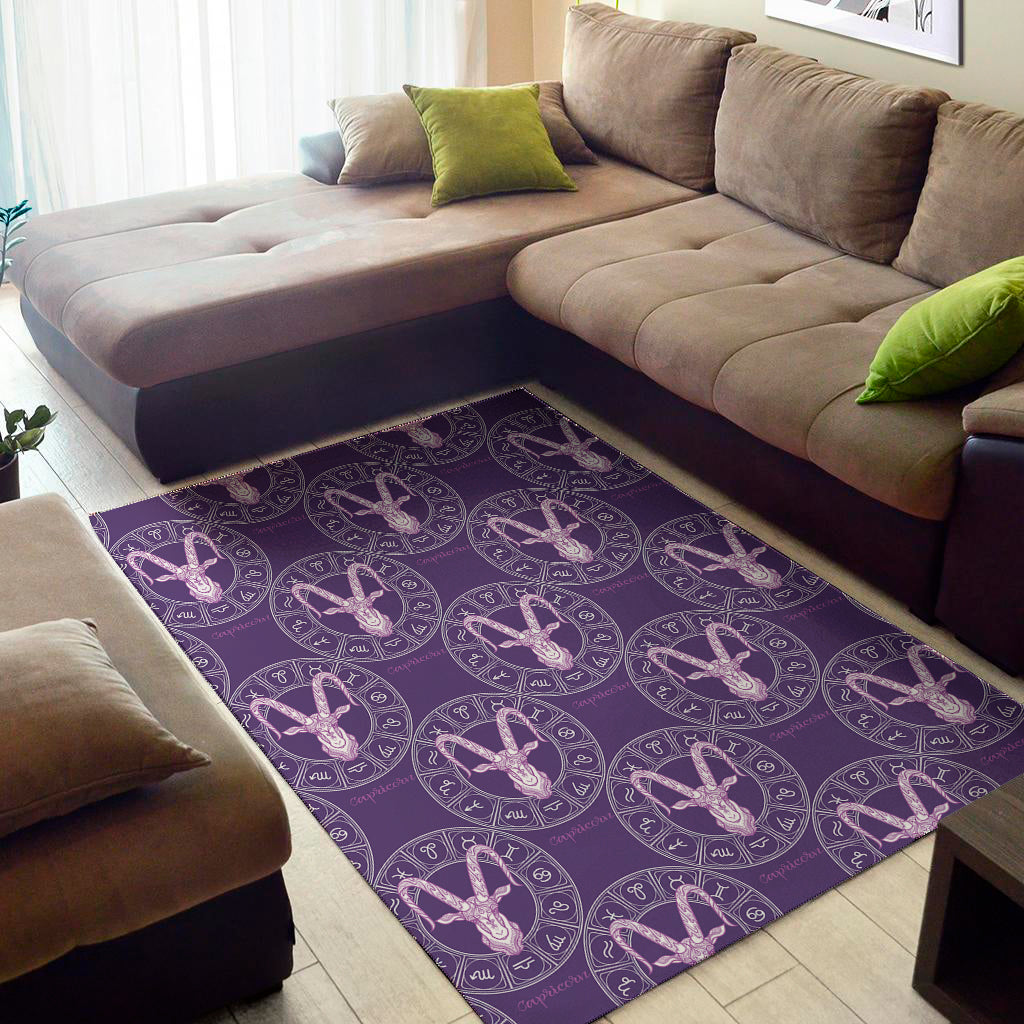 Purple Capricorn Zodiac Pattern Print Area Rug