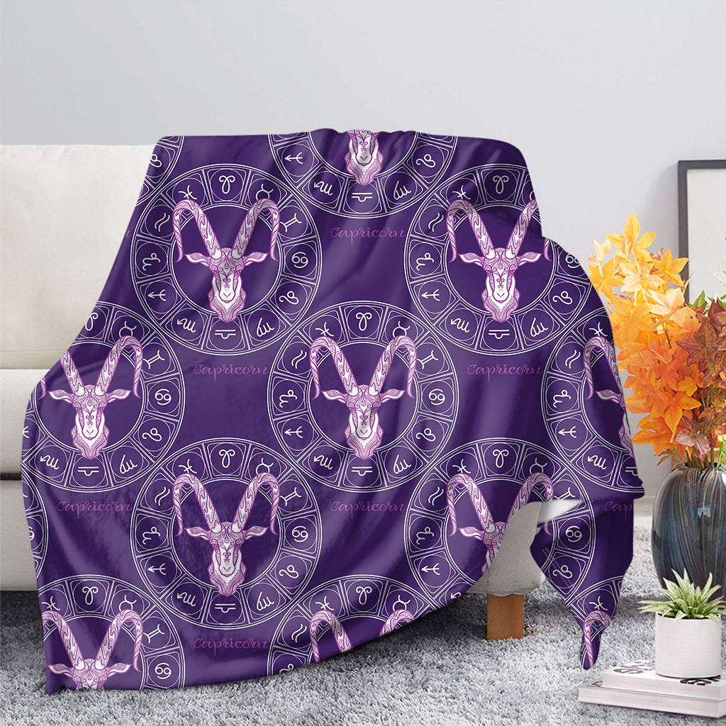 Purple Capricorn Zodiac Pattern Print Blanket