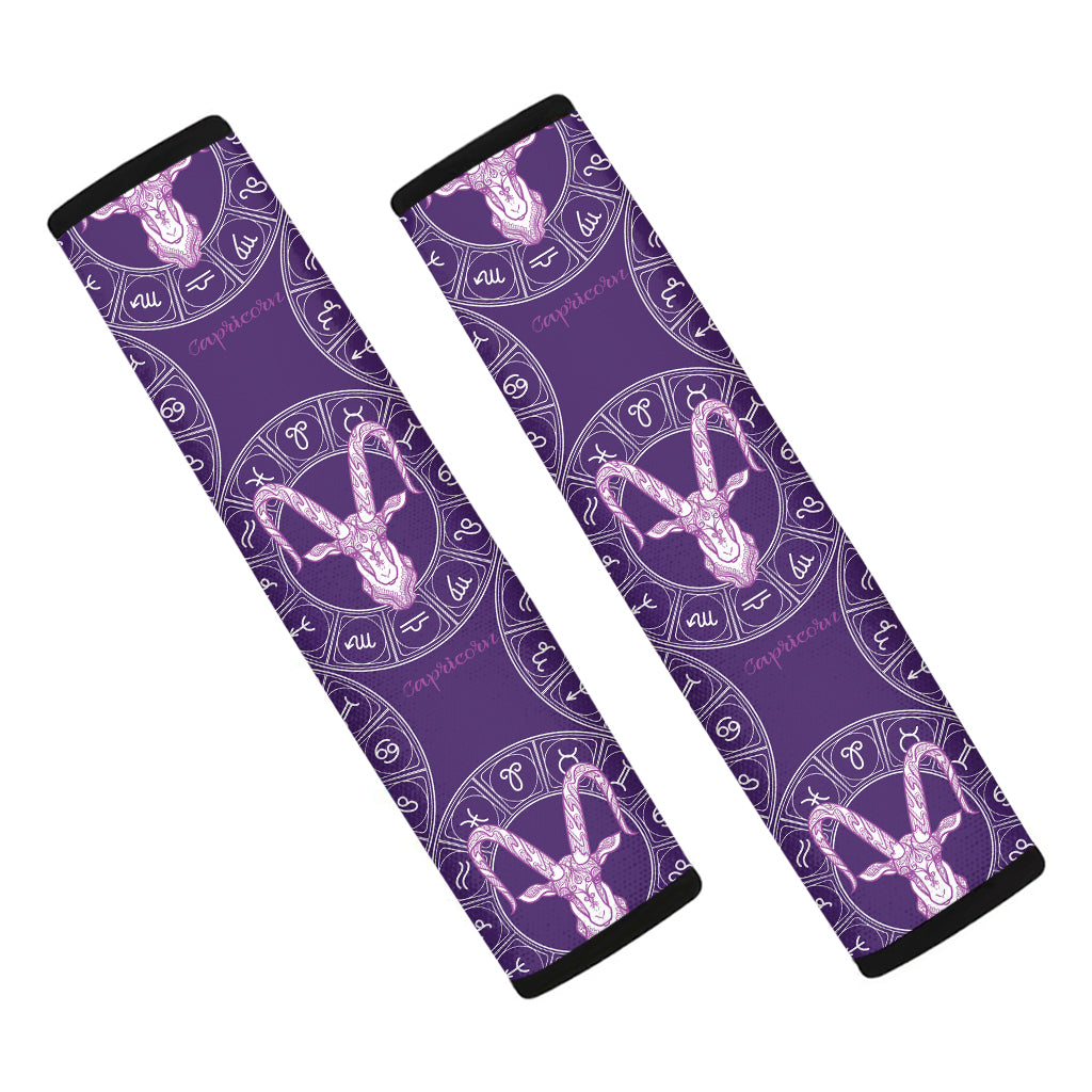 Purple Capricorn Zodiac Pattern Print Car Seat Belt Covers