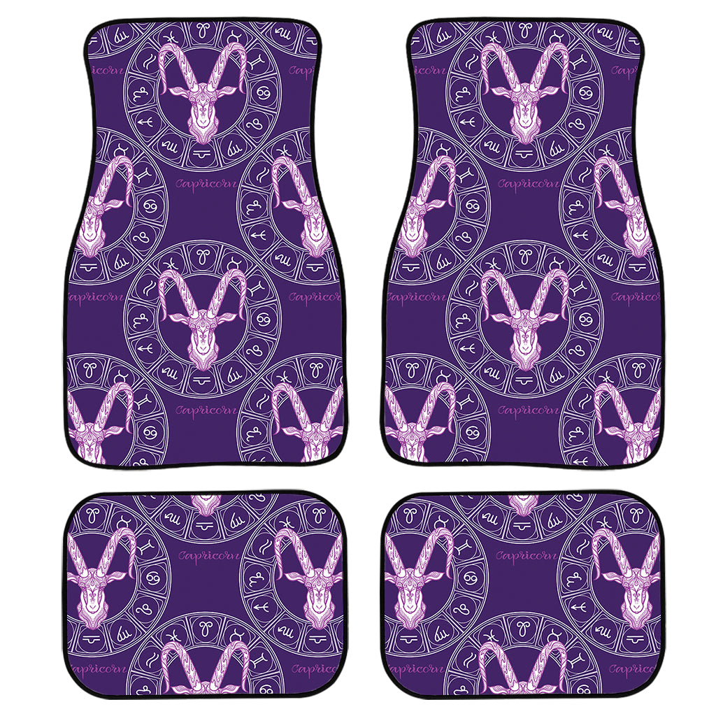 Purple Capricorn Zodiac Pattern Print Front and Back Car Floor Mats