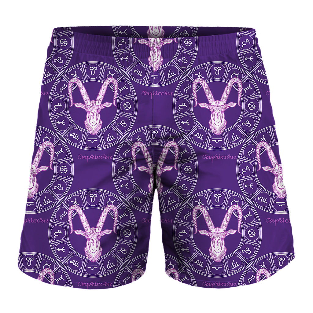 Purple Capricorn Zodiac Pattern Print Men's Shorts