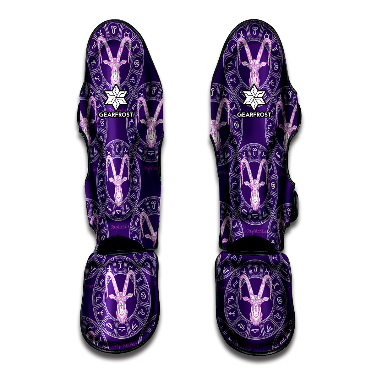 Purple Capricorn Zodiac Pattern Print Muay Thai Shin Guards