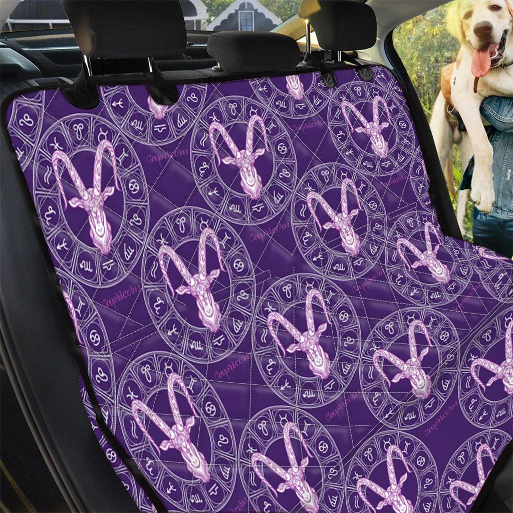 Purple Capricorn Zodiac Pattern Print Pet Car Back Seat Cover