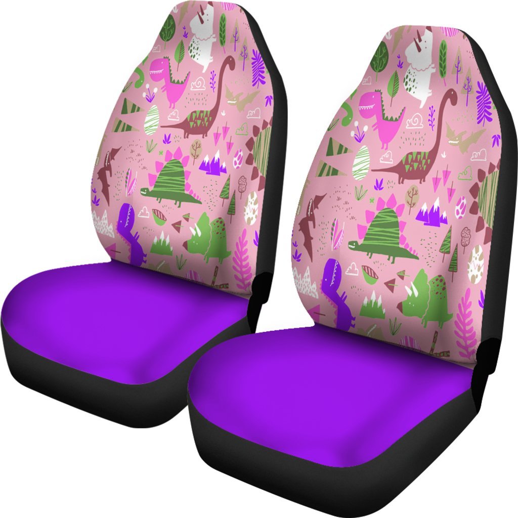 Purple Cartoon Dinosaur Universal Fit Car Seat Covers