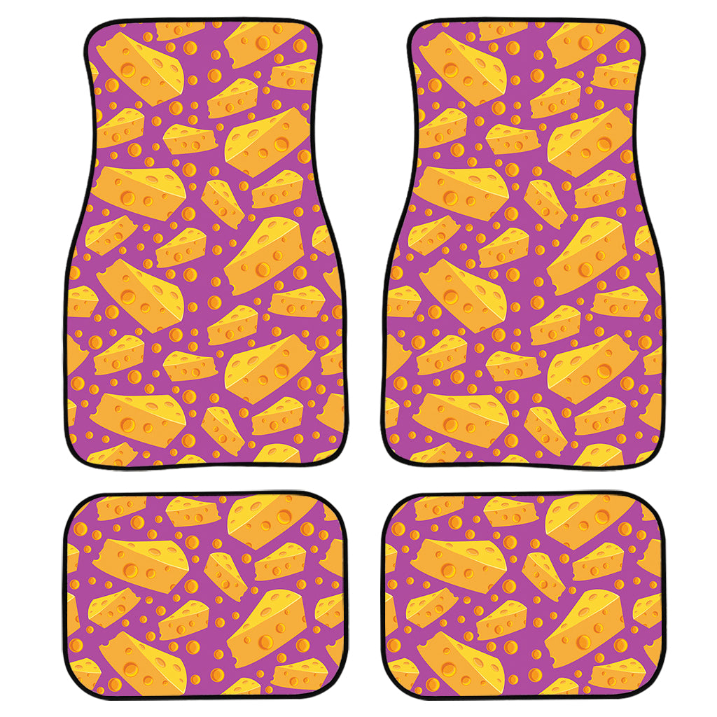 Purple Cheese And Holes Pattern Print Front and Back Car Floor Mats