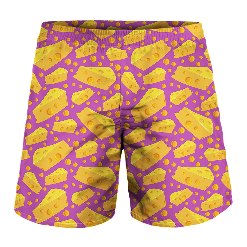 Purple Cheese And Holes Pattern Print Men's Shorts