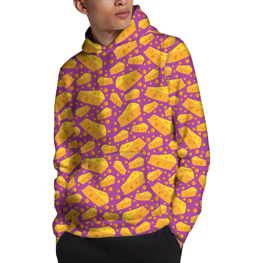 Purple Cheese And Holes Pattern Print Pullover Hoodie