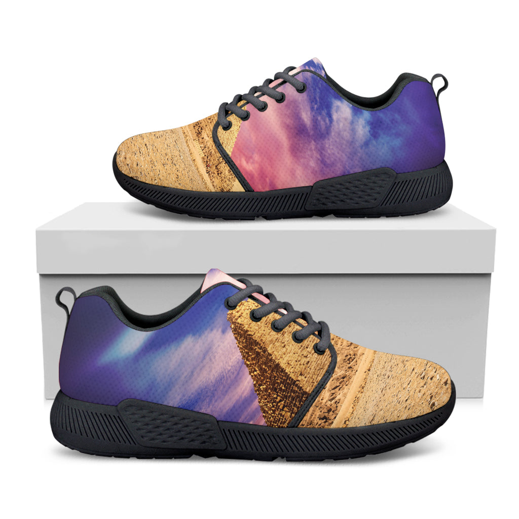 Purple Cloud Pyramid Print Black Athletic Shoes