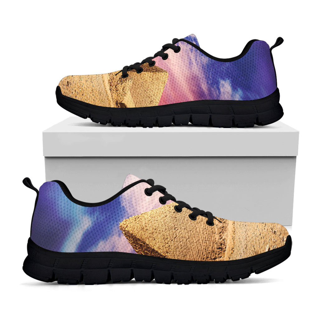 Purple Cloud Pyramid Print Black Sneakers