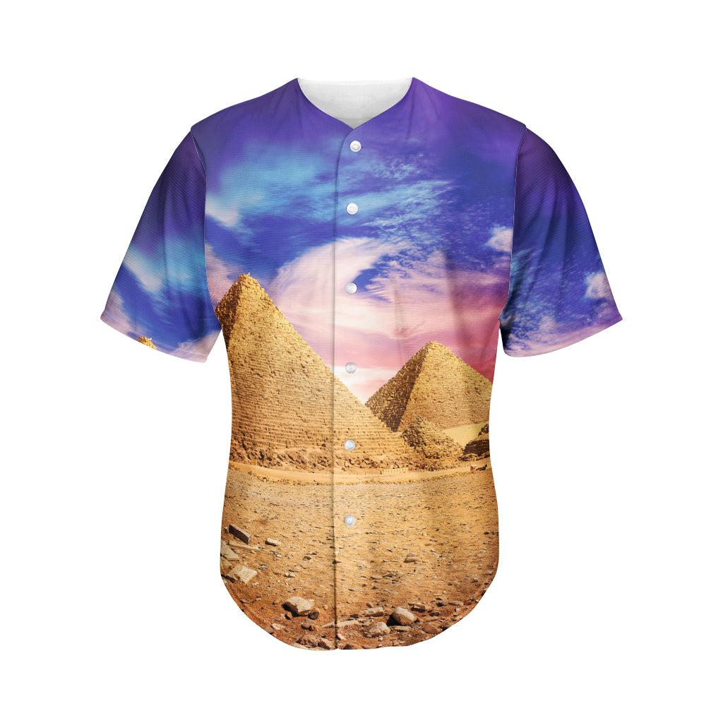 Purple Cloud Pyramid Print Men's Baseball Jersey