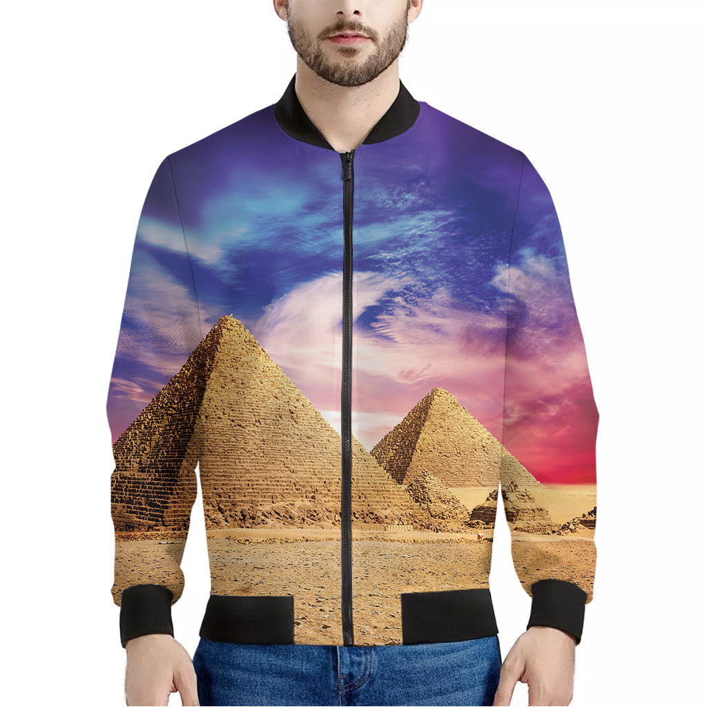 Purple Cloud Pyramid Print Men's Bomber Jacket