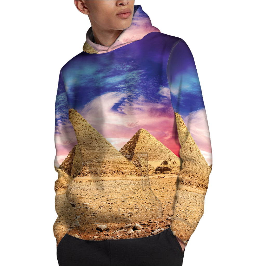 Purple Cloud Pyramid Print Pullover Hoodie