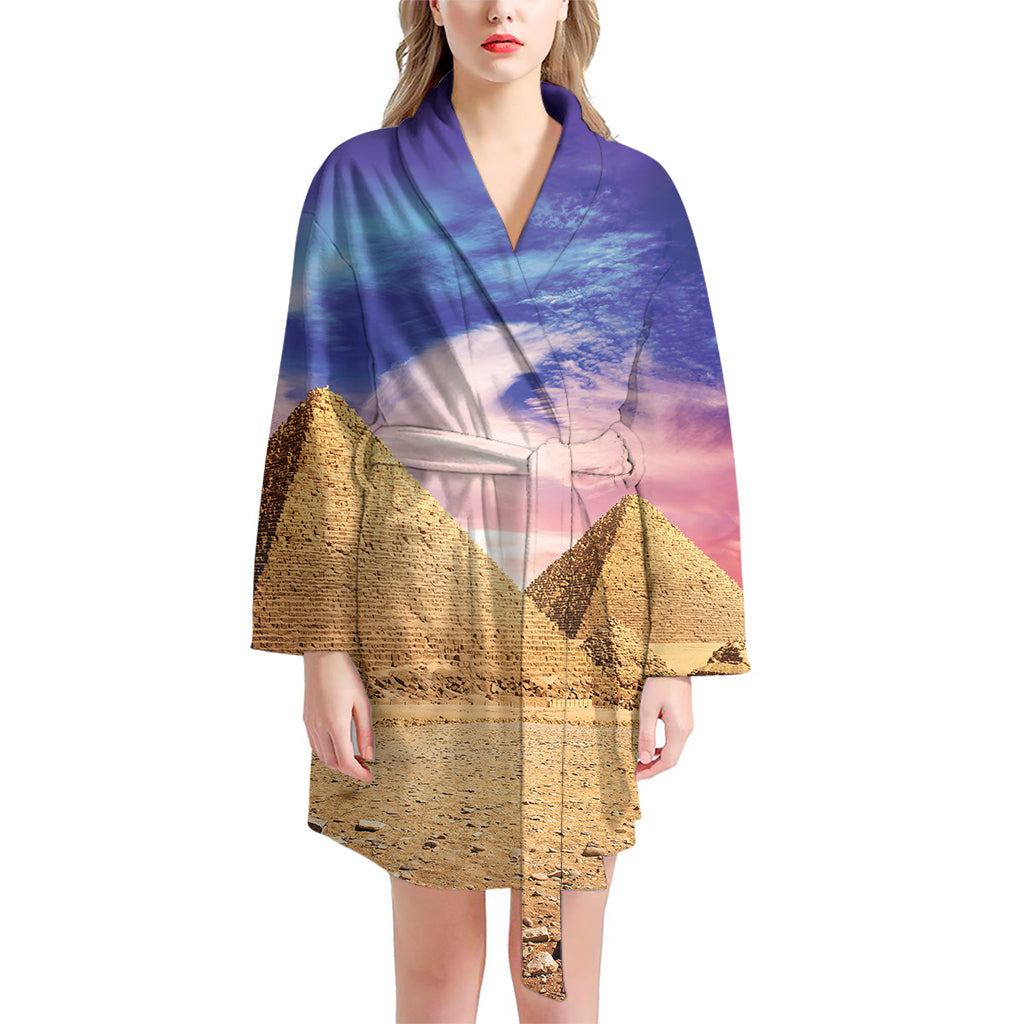 Purple Cloud Pyramid Print Women's Bathrobe